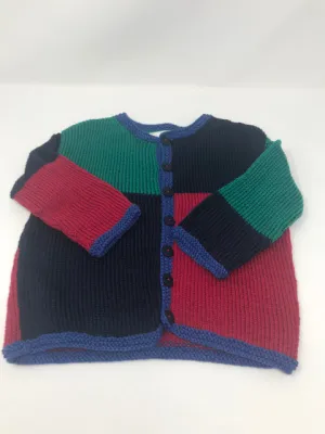 2 Y Navy, Green & Red Colorblock Cotton Knit Cardigan