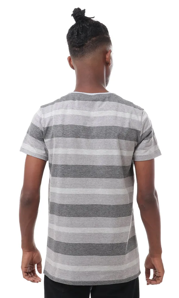 57990 Grey Shades Striped T-Shirt With Side Pocket