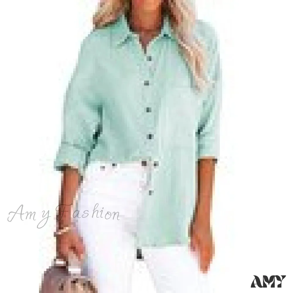 Amy Fashion - Oversize Turn Down Collar Elegant Blouses