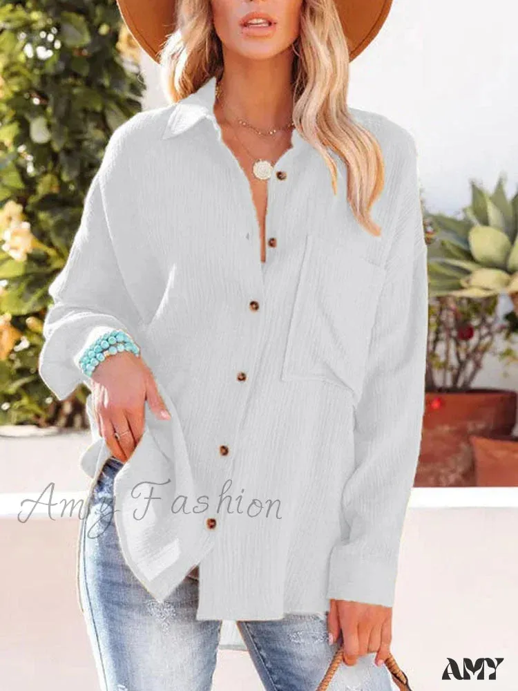 Amy Fashion - Oversize Turn Down Collar Elegant Blouses