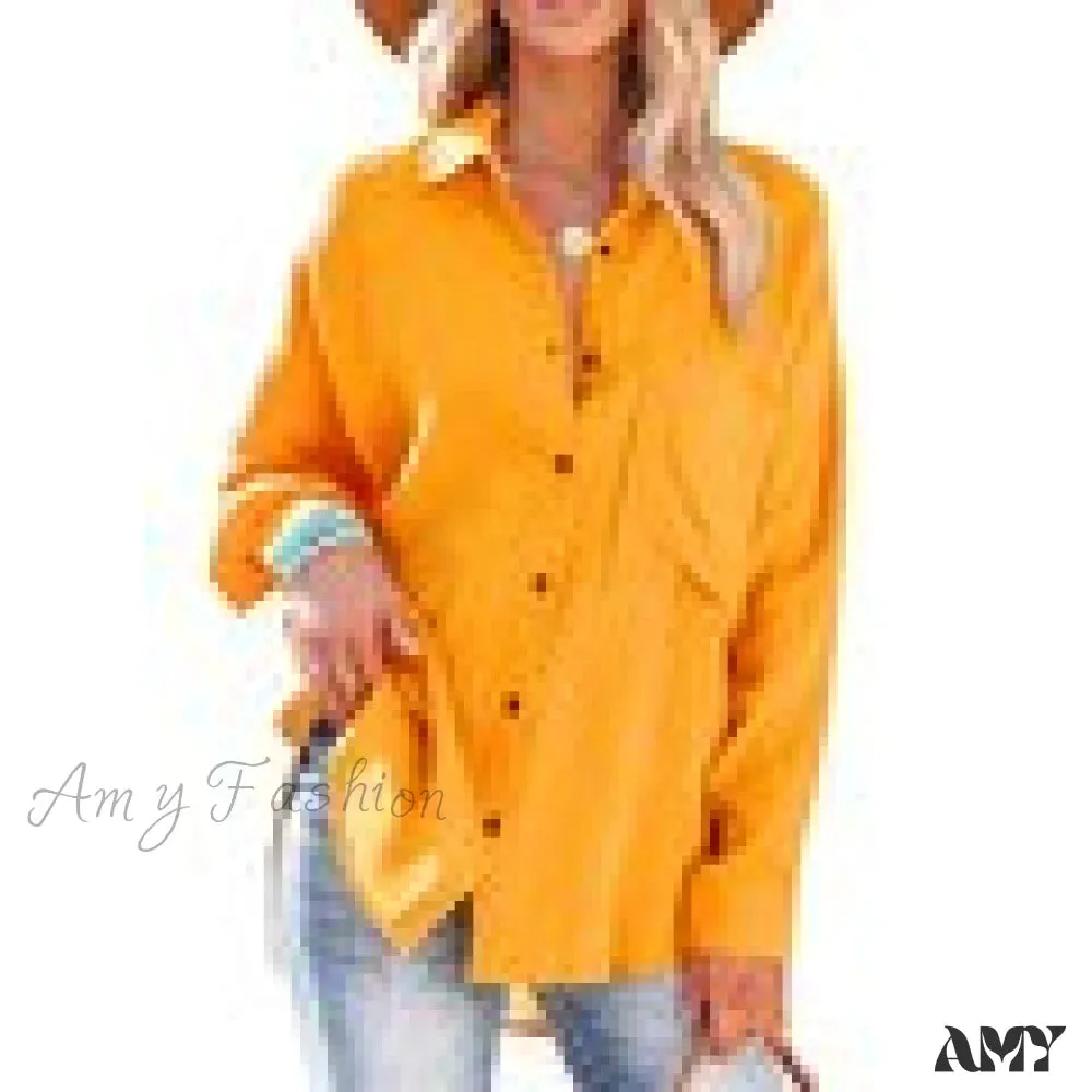 Amy Fashion - Oversize Turn Down Collar Elegant Blouses