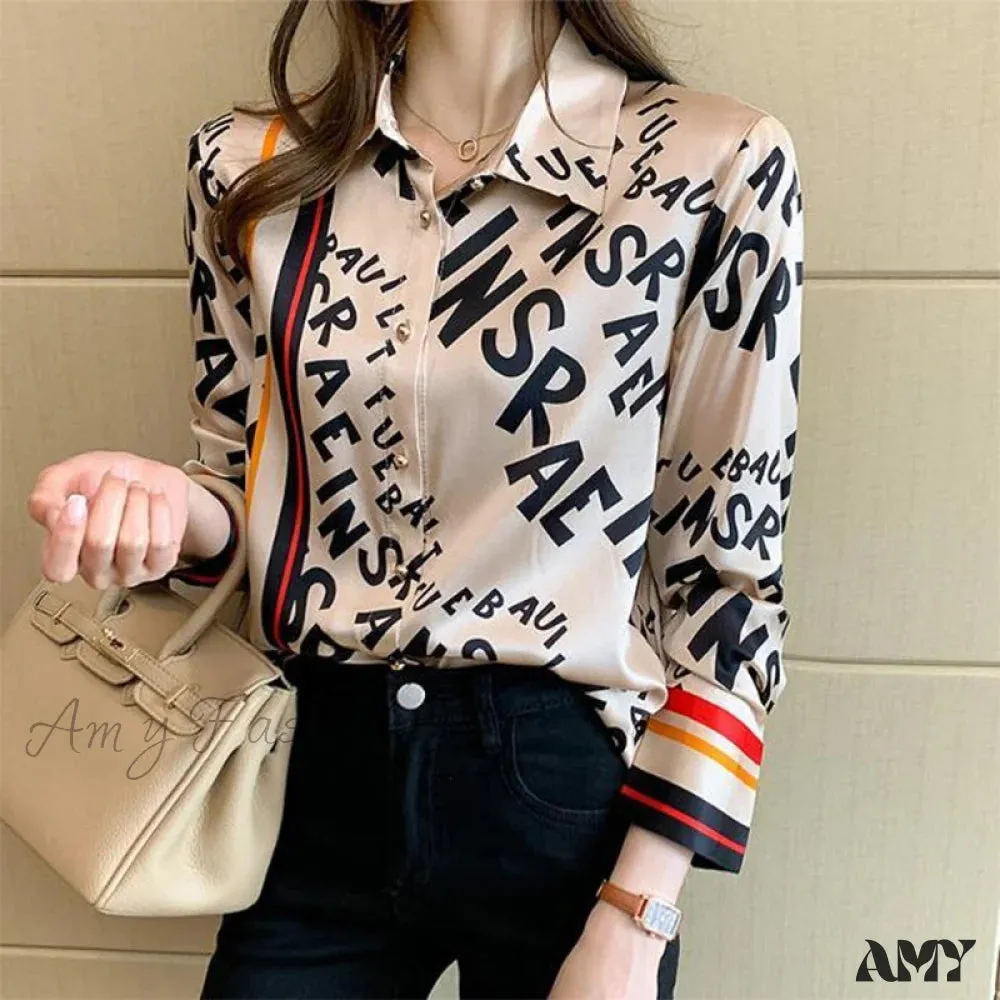 Amy Fashion - Satin Elegant Fashion Printing Shirt