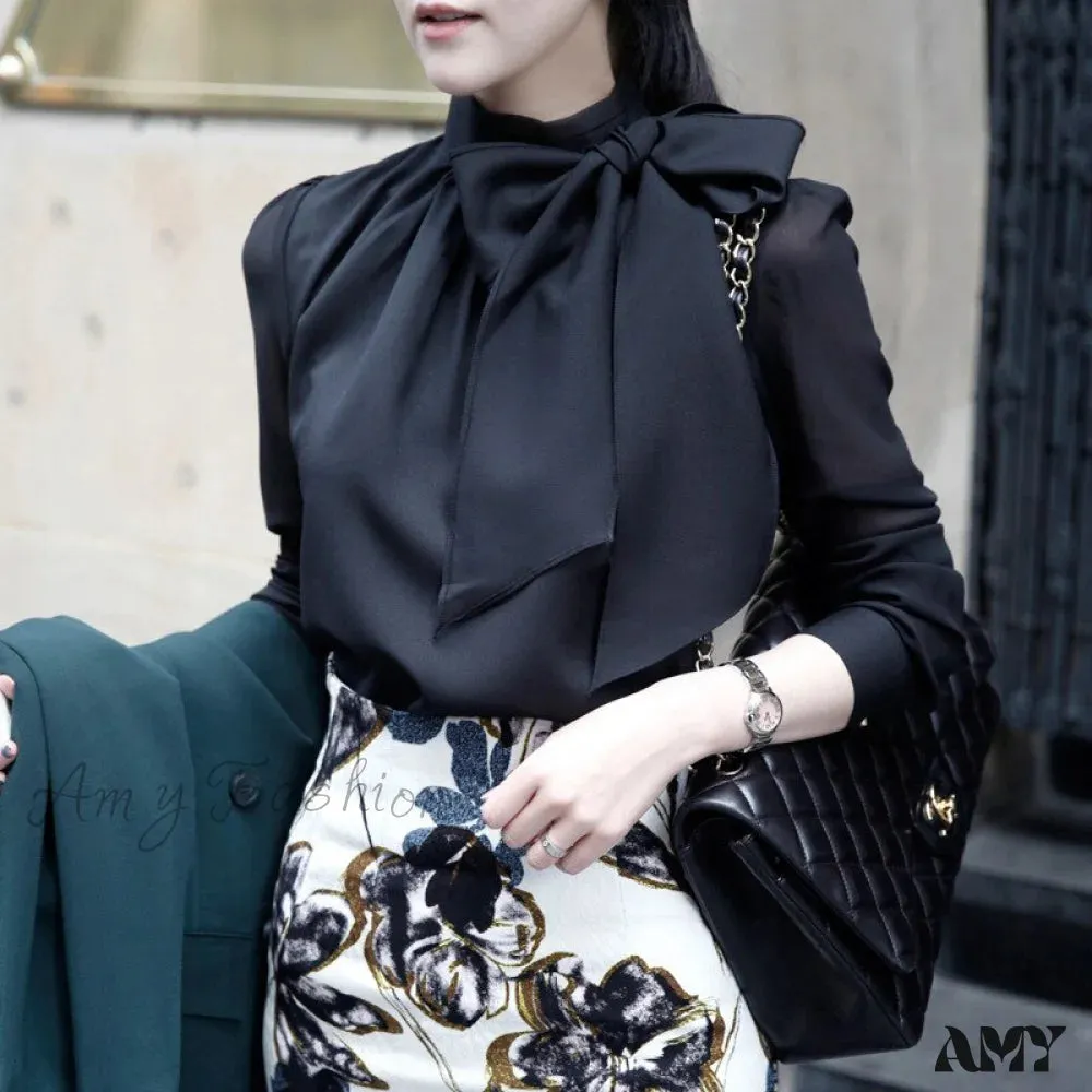 Amy Fashion - Work Style OL Elegant Puff Sleeve Blouse