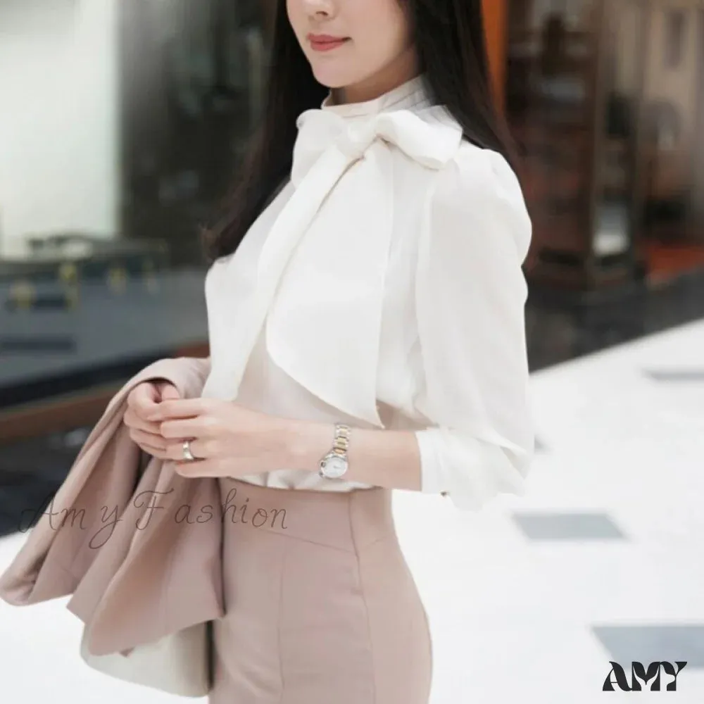 Amy Fashion - Work Style OL Elegant Puff Sleeve Blouse