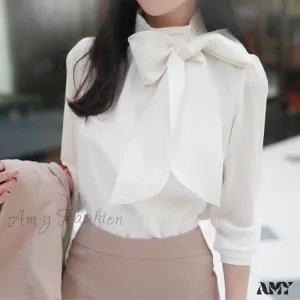 Amy Fashion - Work Style OL Elegant Puff Sleeve Blouse