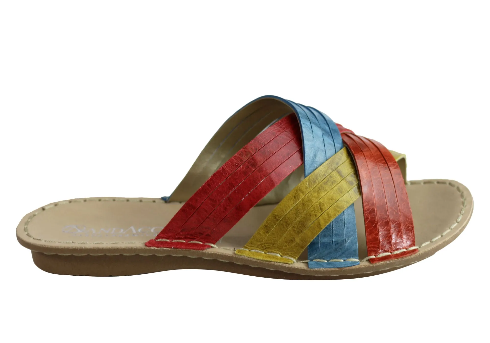 Andacco Memba Womens Comfortable Leather Slide Sandals Made In Brazil