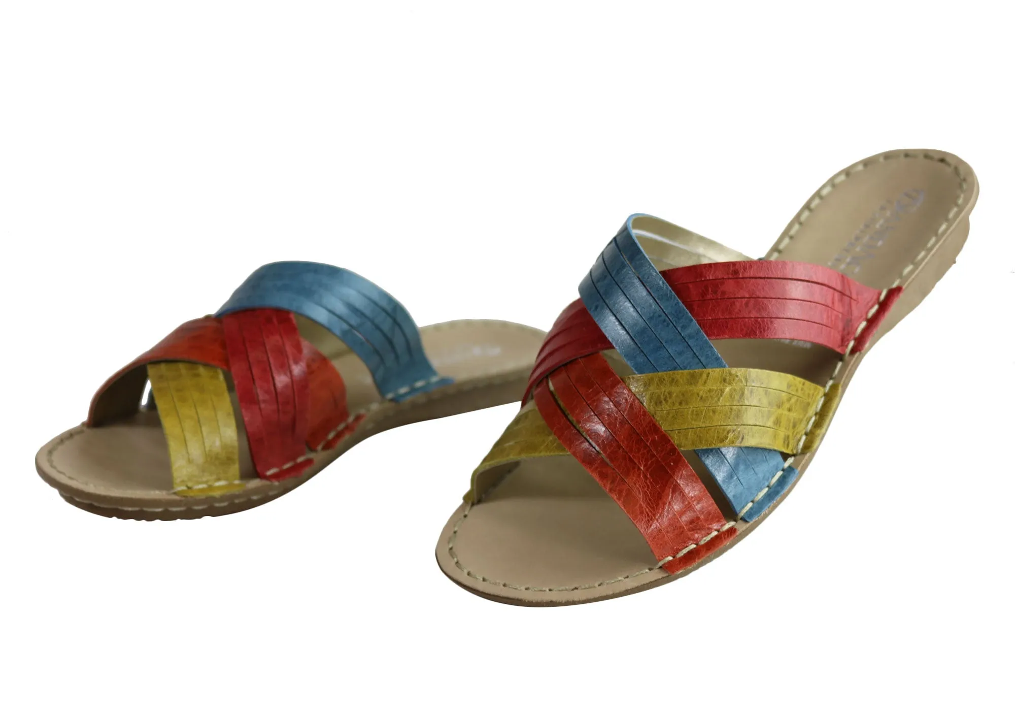 Andacco Memba Womens Comfortable Leather Slide Sandals Made In Brazil