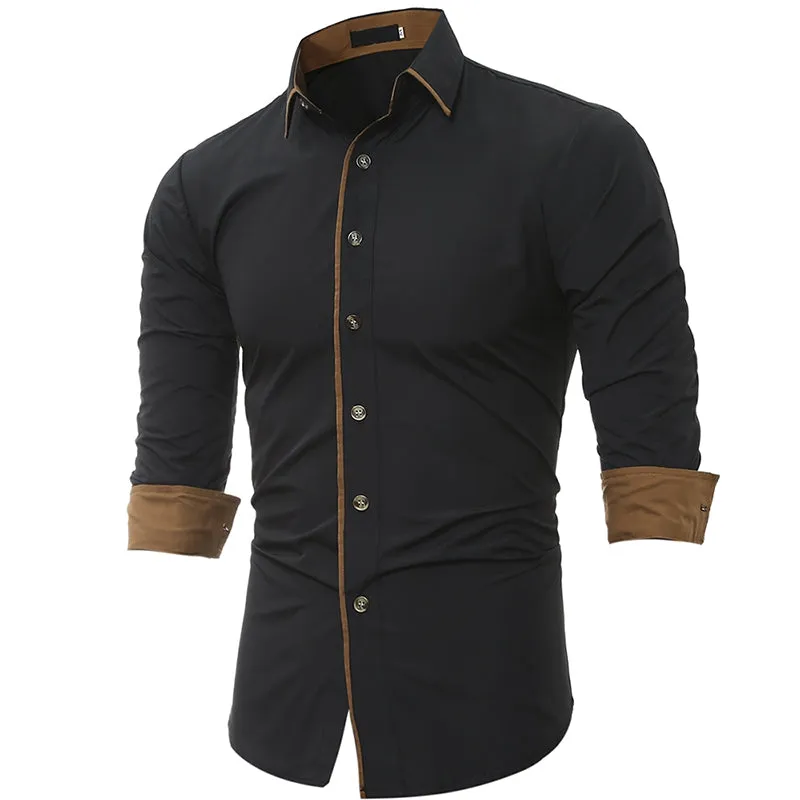 Autumn and Winter New Classic Color Personalized Striped Men'S Casual Slim Long-Sleeved Shirt 6525