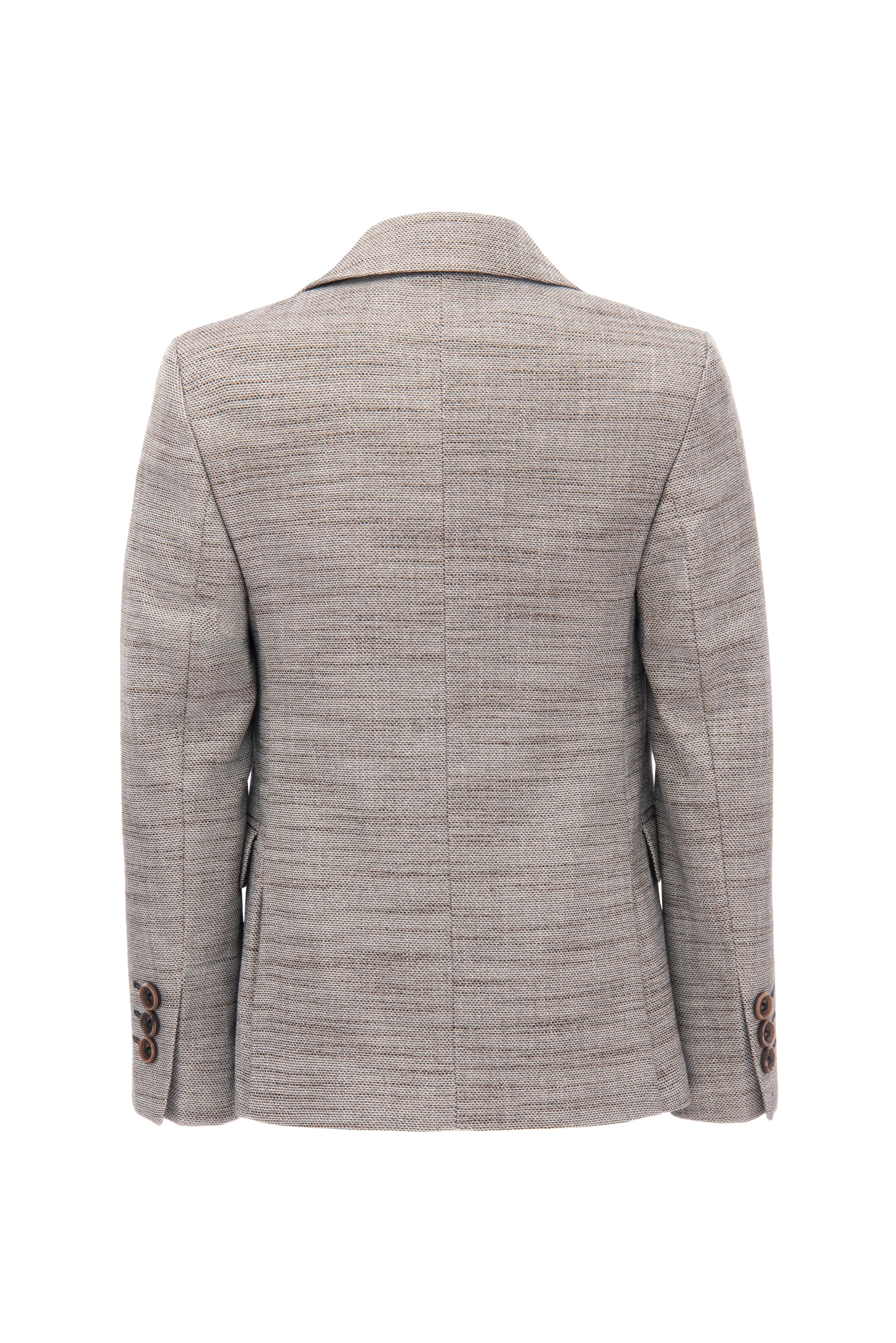 Beige Tweed Peak Lapel Blazer