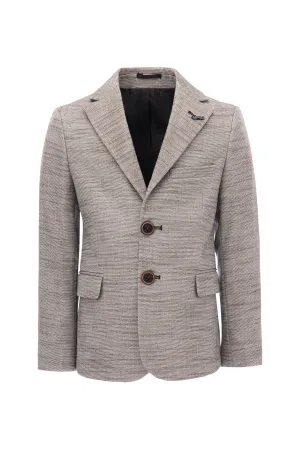 Beige Tweed Peak Lapel Blazer