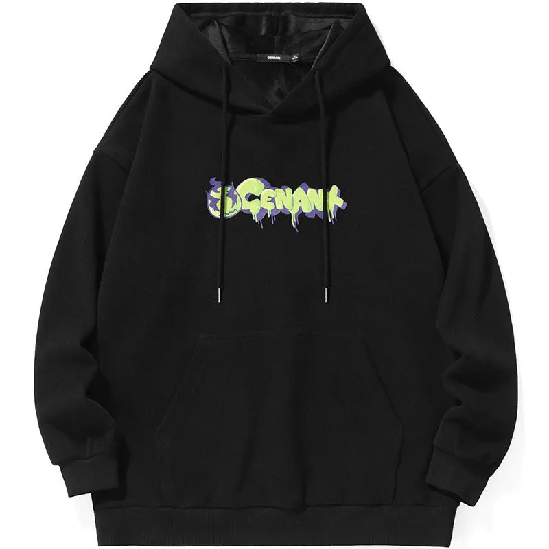 Black Plain Graphic Fleece Couple Hoodies