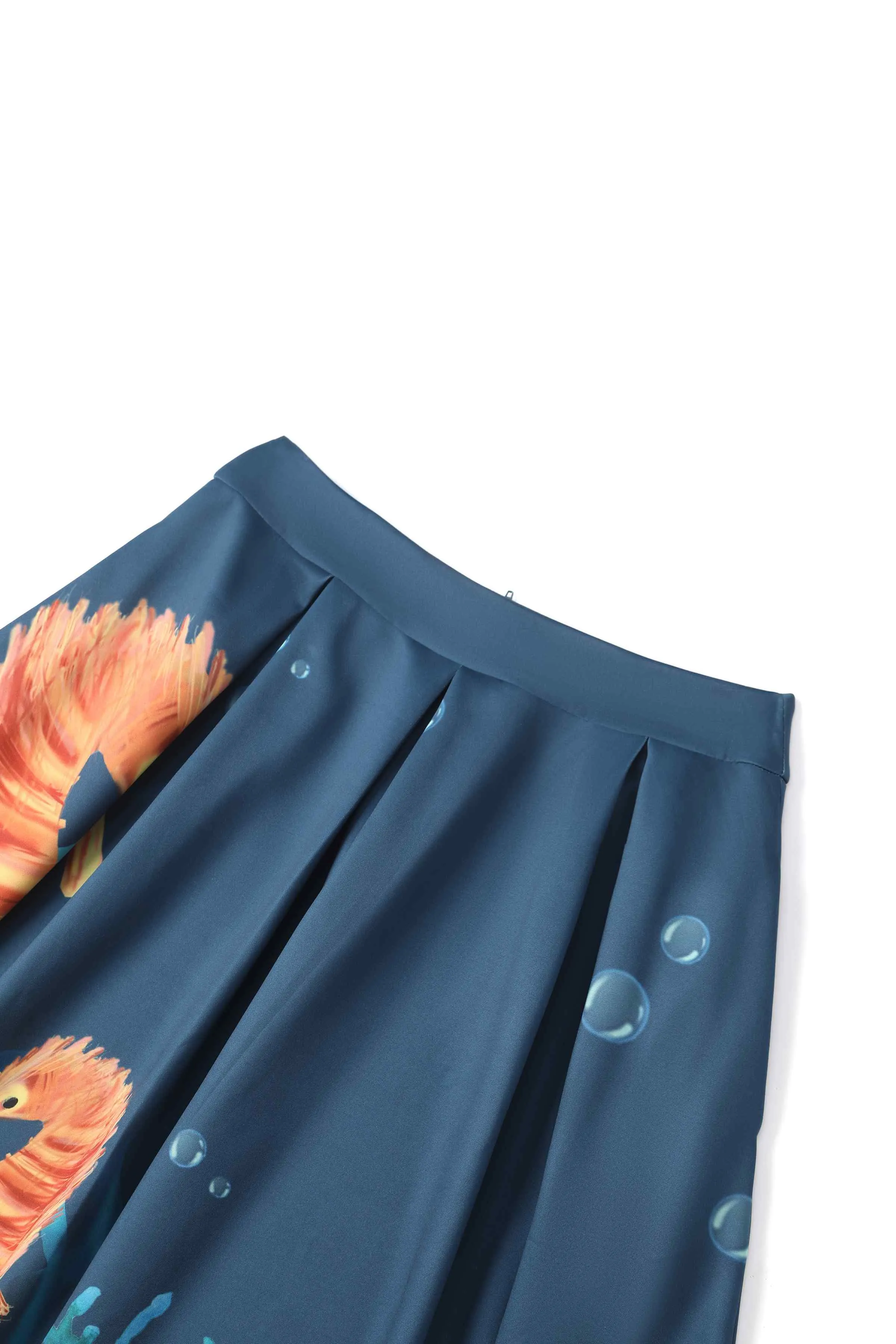 Carolyn Blue Seahorse Box Pleated Skirt