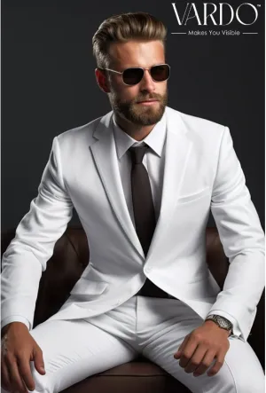 Classic Elegance: Men's White Two Piece Suit for Men  - Tailored Suit - The Rising Sun store, Vardo