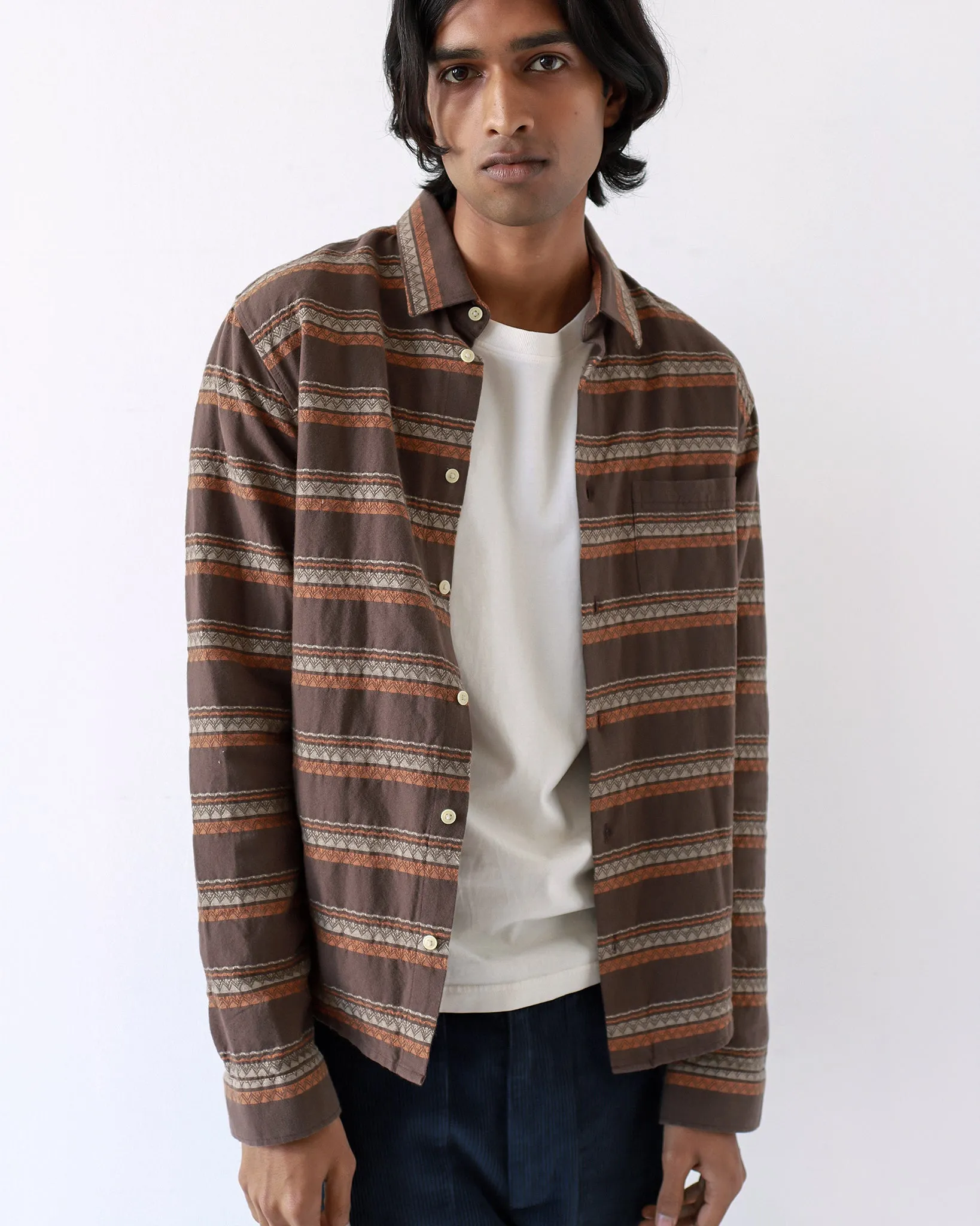 Classic Shirt - Slate Brown Peysa Stripe