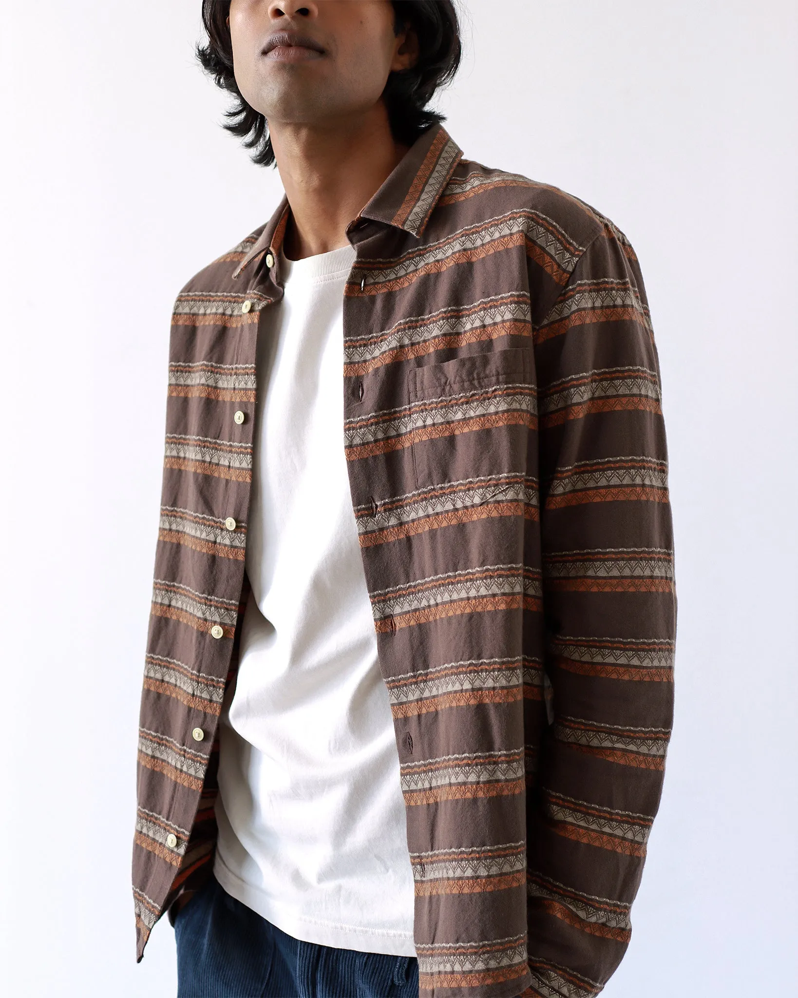 Classic Shirt - Slate Brown Peysa Stripe