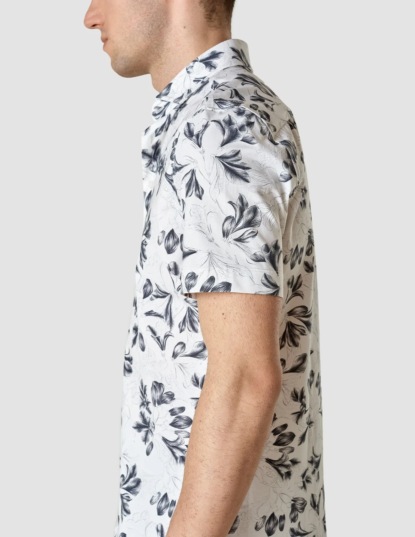 Classic Short Sleeve Shirt Navy Flower