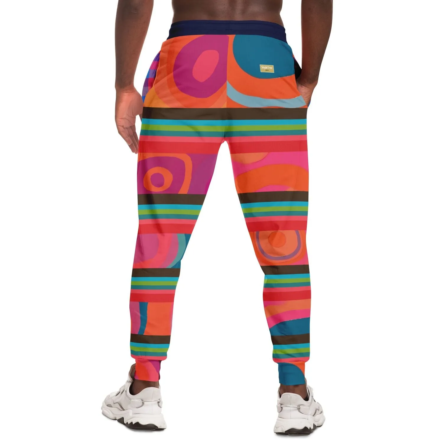 Color Bright Retro Geo Stripe Eco-Poly Unisex Joggers