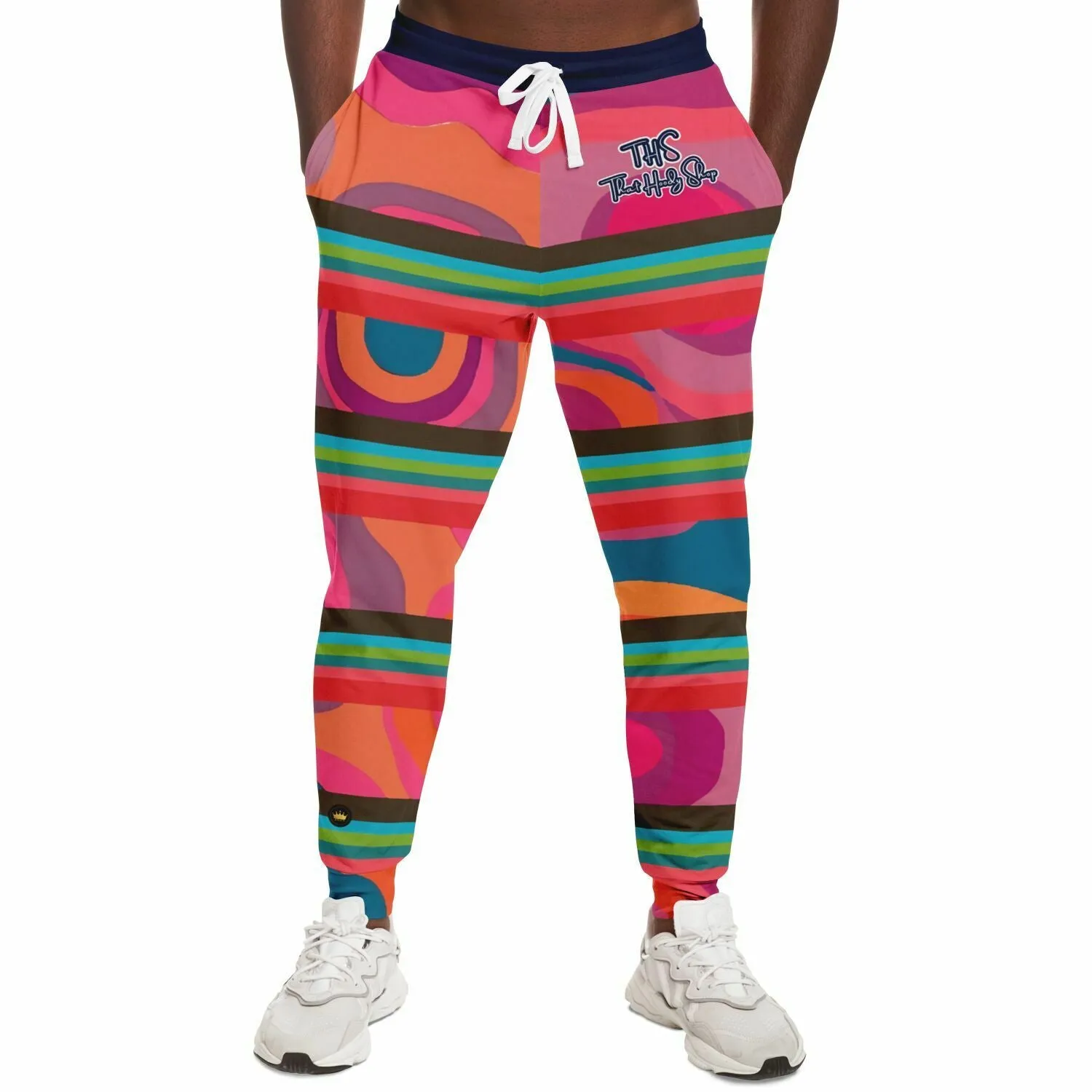 Color Bright Retro Geo Stripe Eco-Poly Unisex Joggers