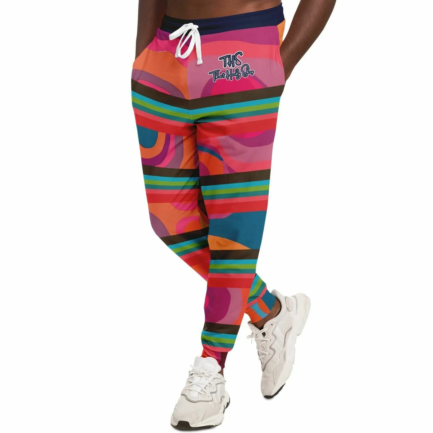 Color Bright Retro Geo Stripe Eco-Poly Unisex Joggers