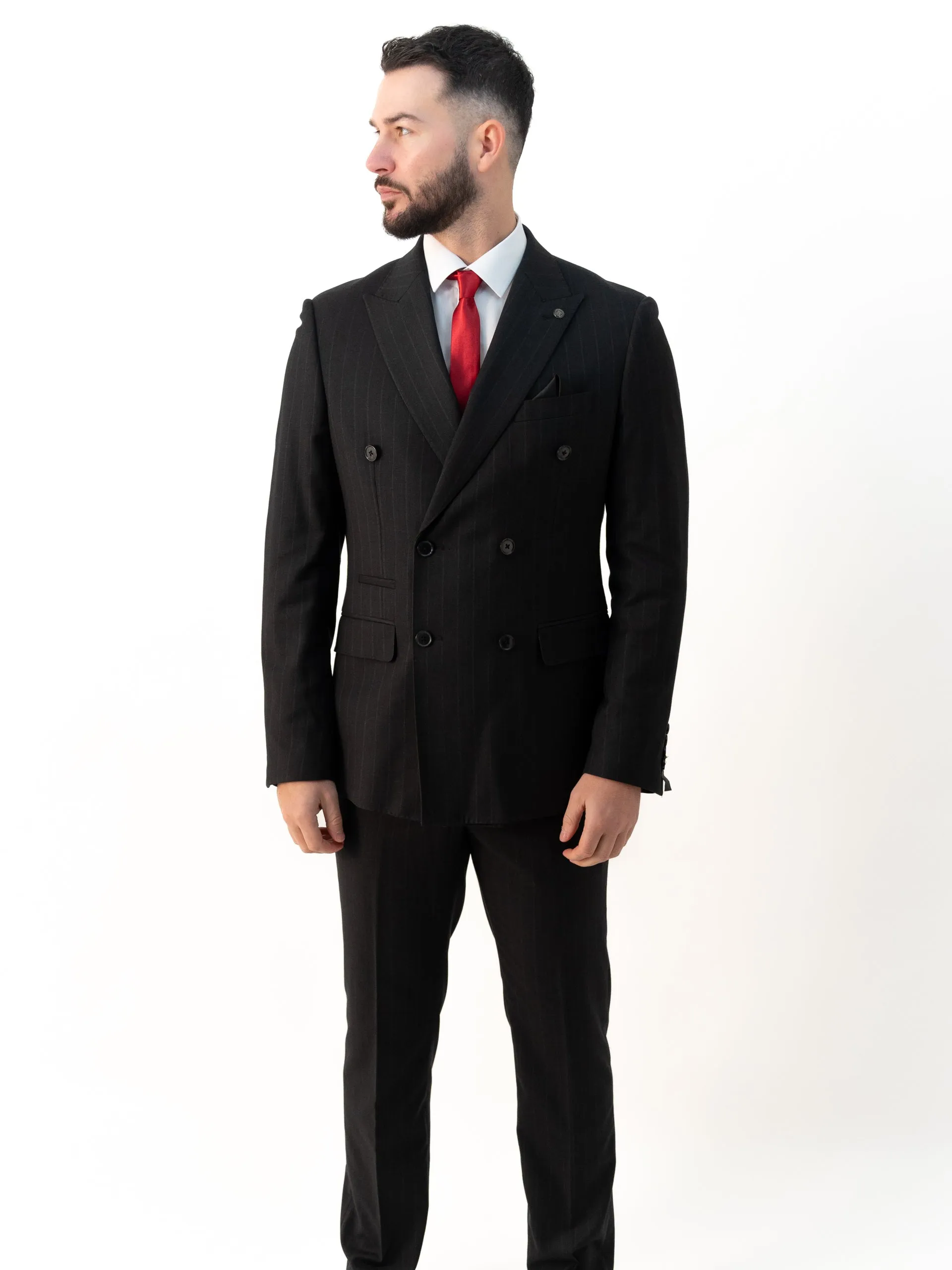 Connor Black Pinstripe Double Breasted Two Piece Suit