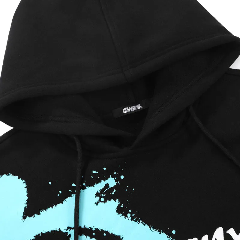 Contrast Color Graffiti Print Napping Hoodies