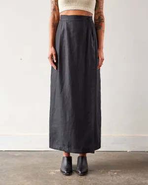 Cordera Linen Long Skirt, Black