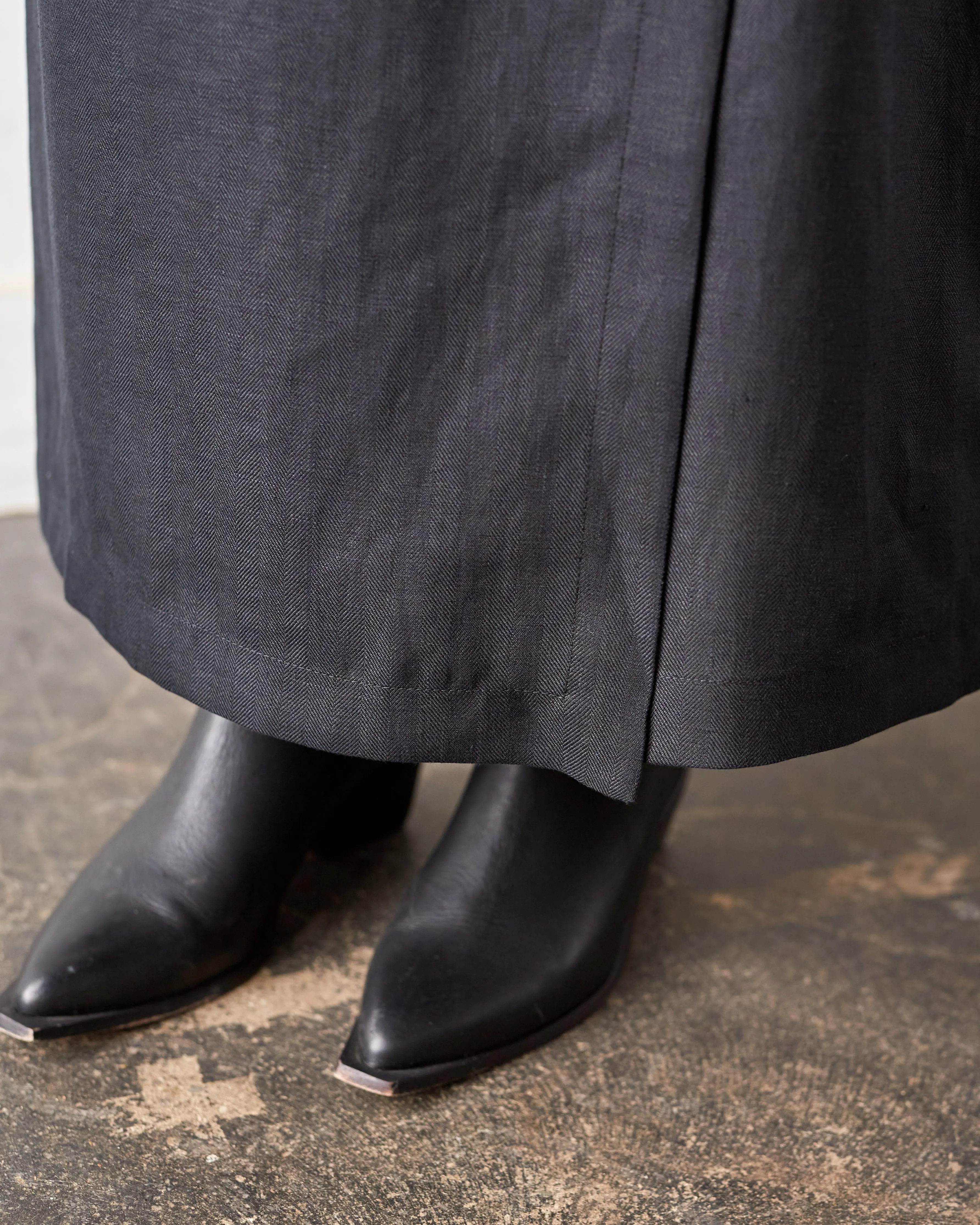 Cordera Linen Long Skirt, Black