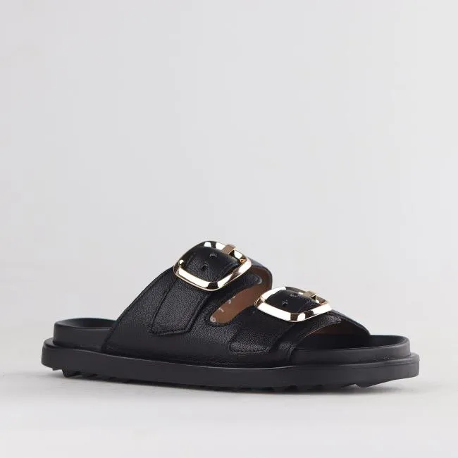 Double Buckle Slide in Black - 12681