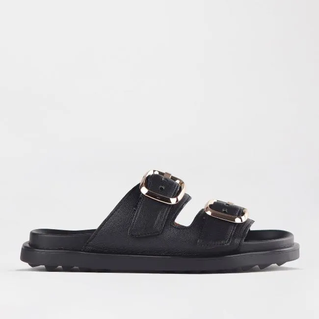 Double Buckle Slide in Black - 12681