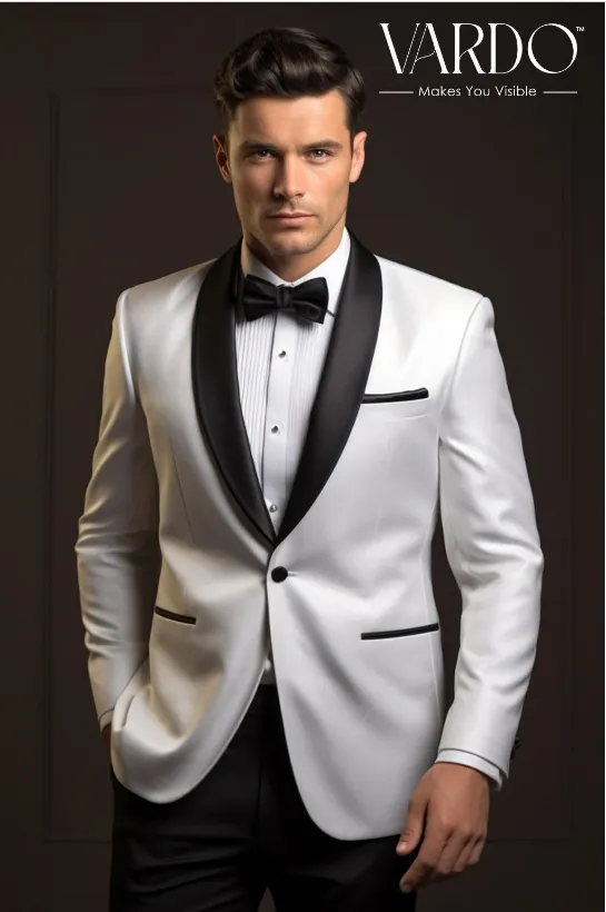 Elegant White Tuxedo Wedding Suit for Men - Classic Formal Attire - Tailored Suit - The Rising Sun store, Vardo (Copy)