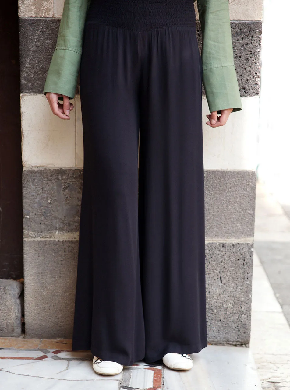 Flared Trousers with Elasticized Waistband