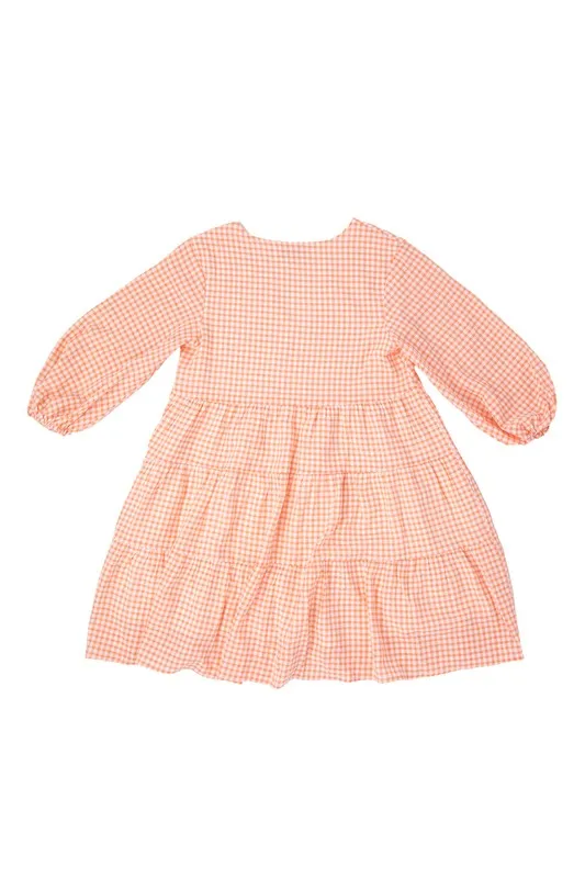 Gingham checked tiered dress