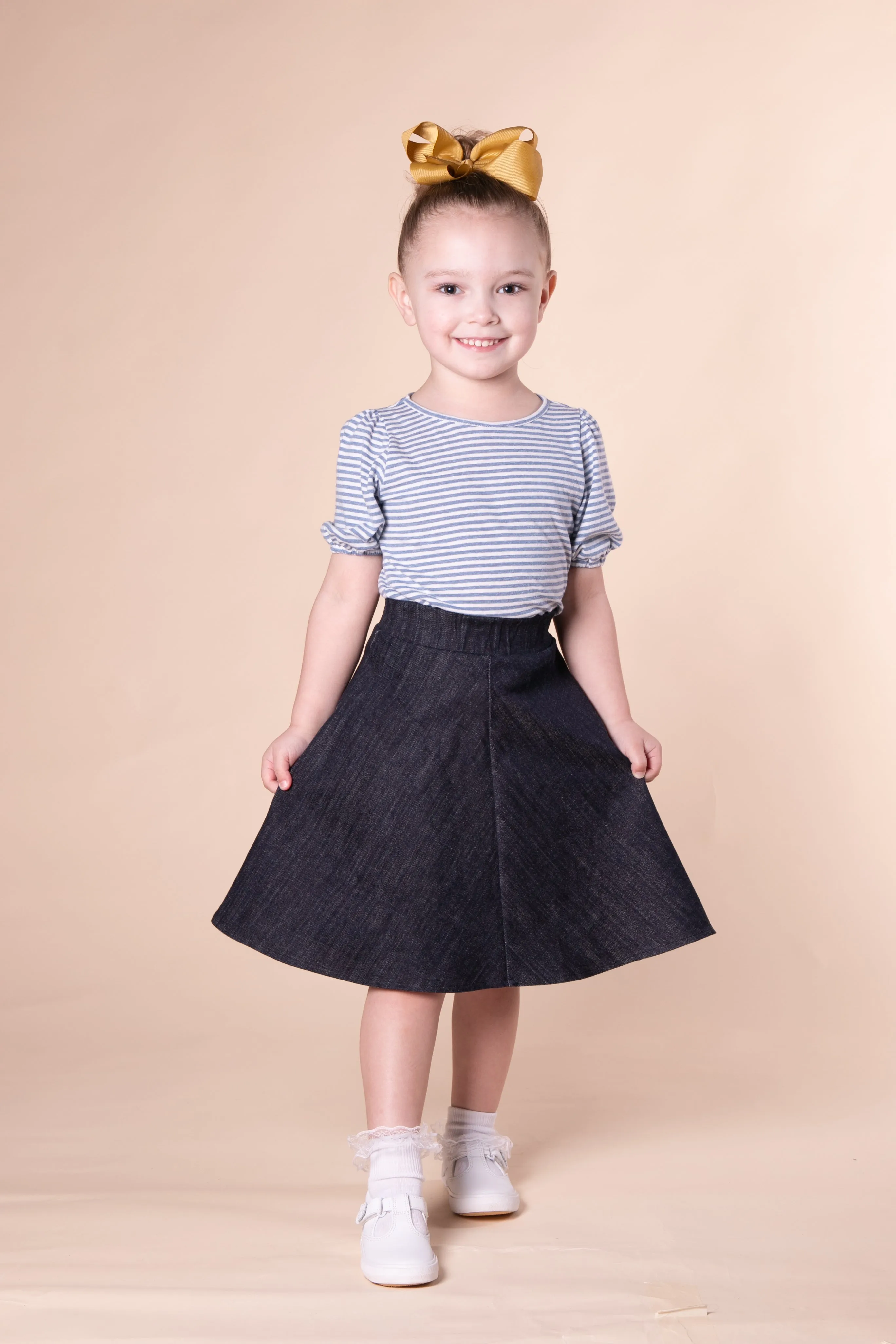 Girls A-Line Dark Denim Skirt