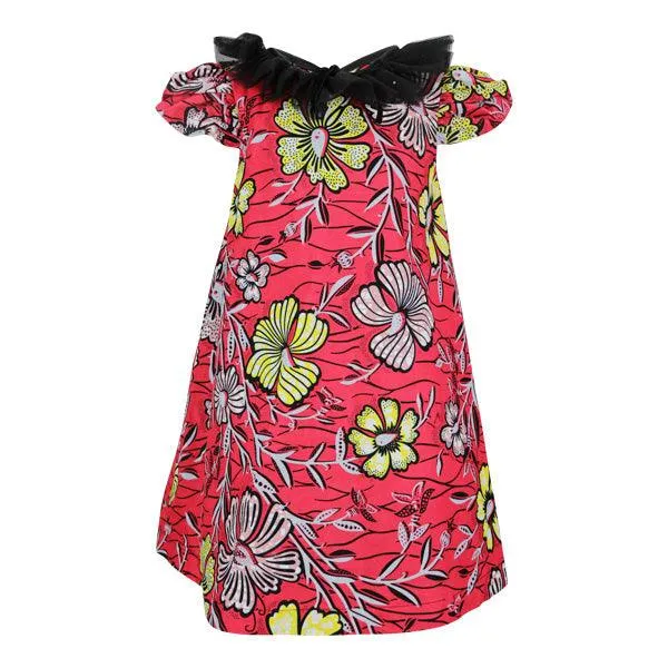 GIRLS A-LINE RUFFLE NET DRESS