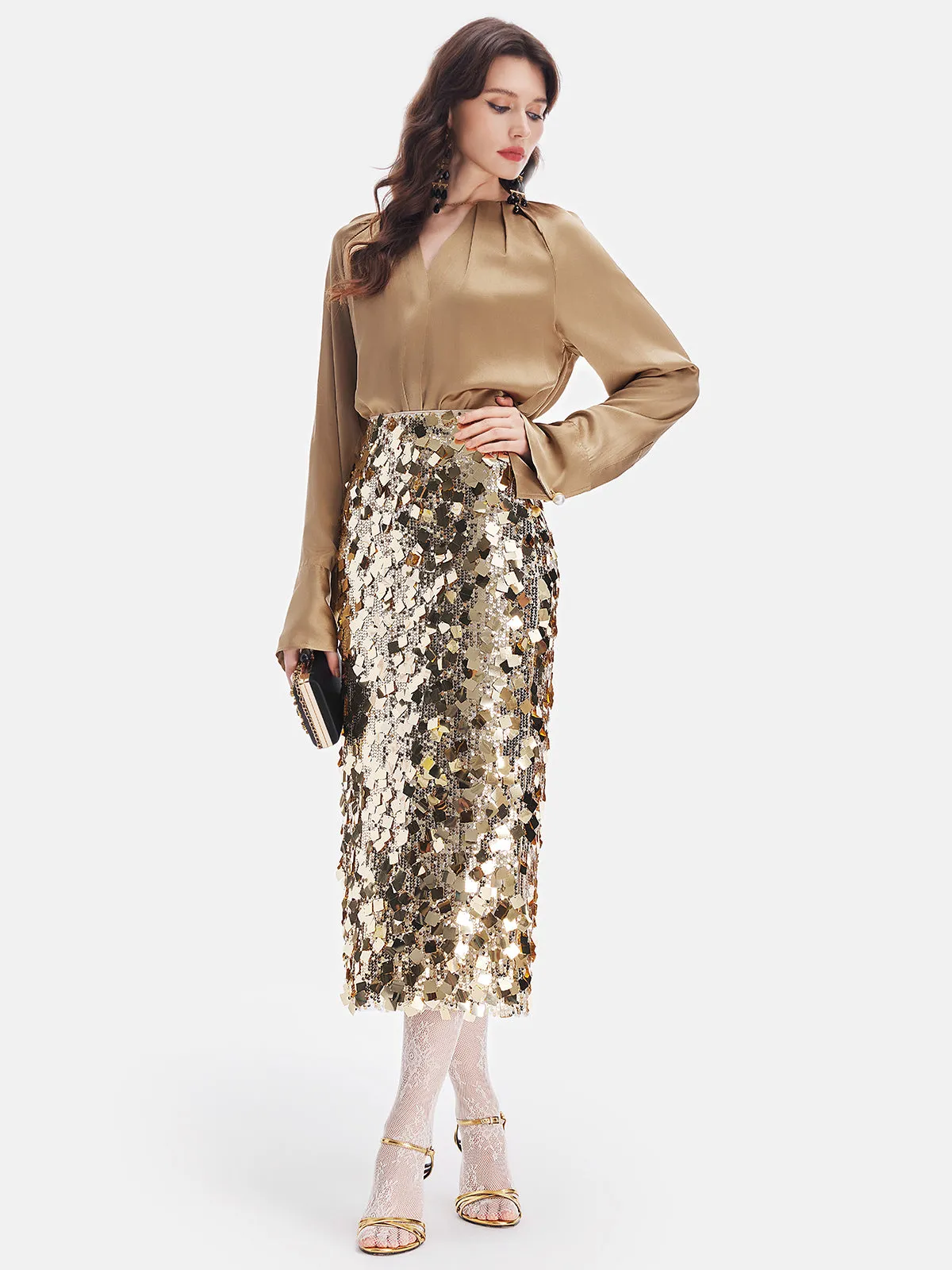 Gold Sequin Rock Skirt