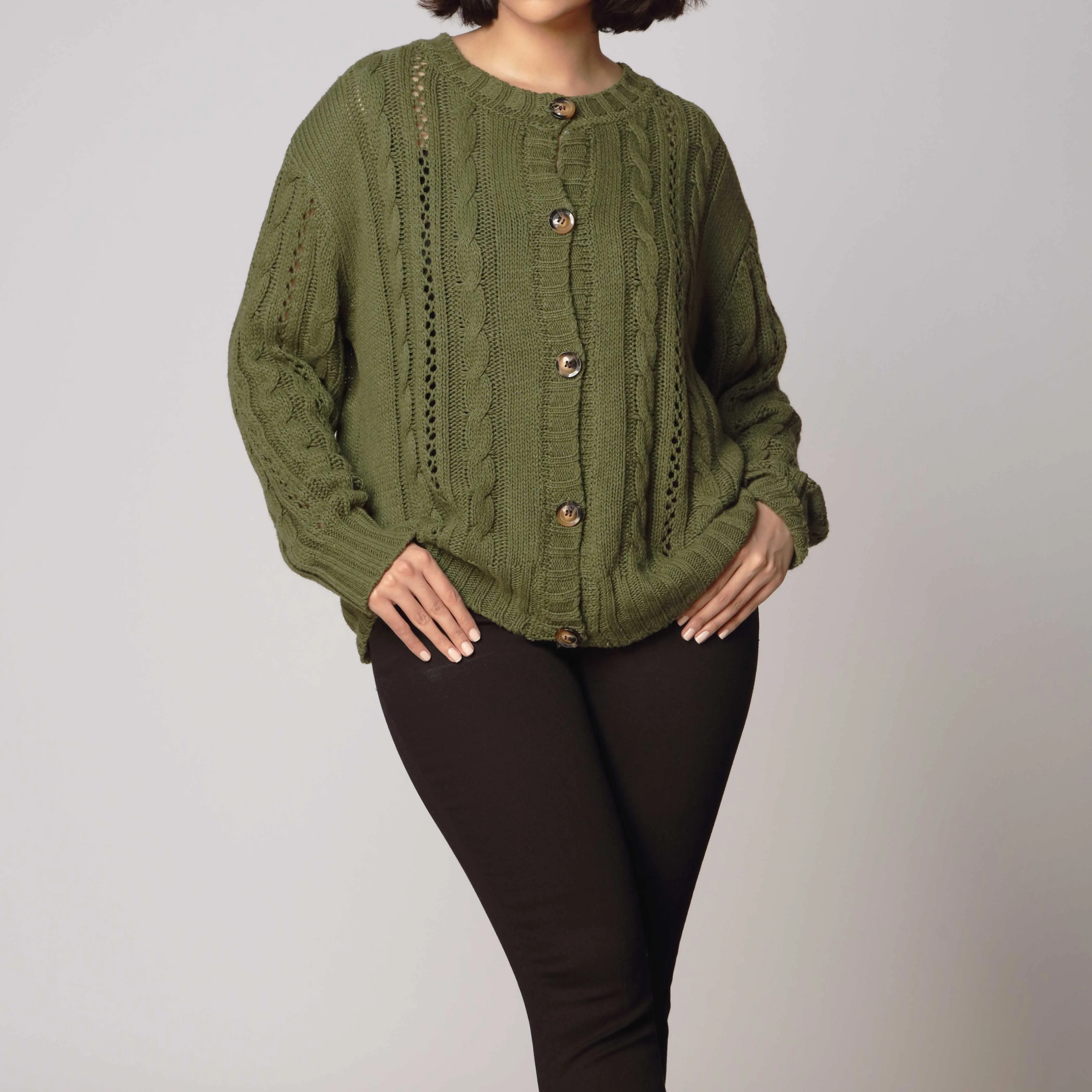 Green Mid Length Cardigan PW2900