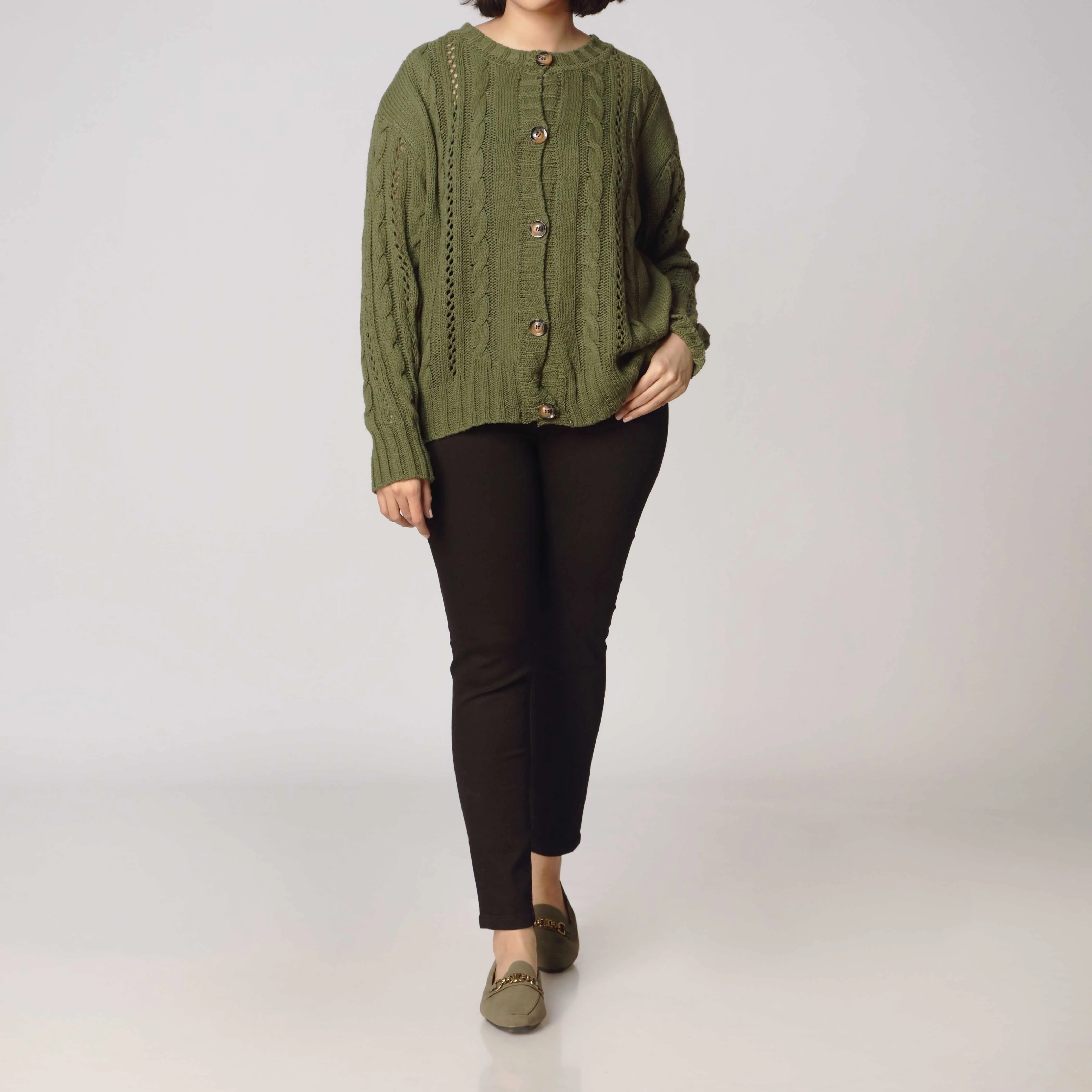 Green Mid Length Cardigan PW2900