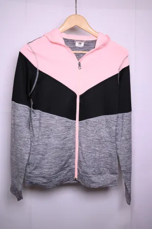 H&M Grey Hoodie with Pink and Black Details - Small