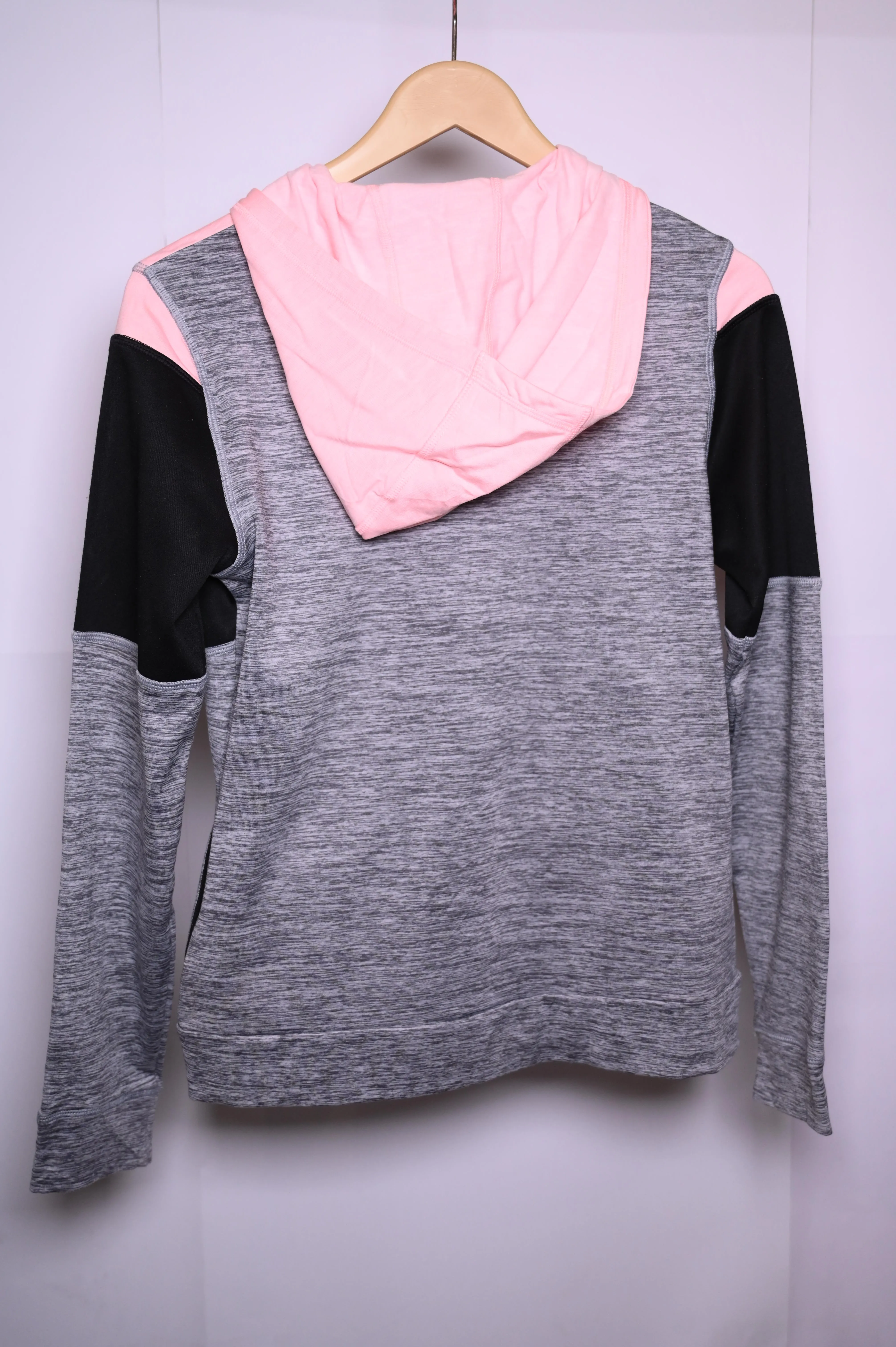 H&M Grey Hoodie with Pink and Black Details - Small