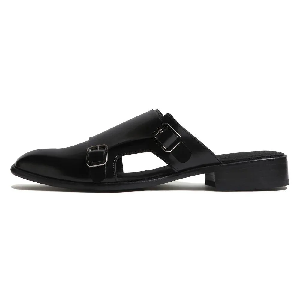 Hulio - Black Double Monk Mules