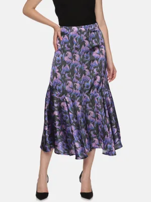 IS.U Floral Purple Mermaid Midaxi Skirt