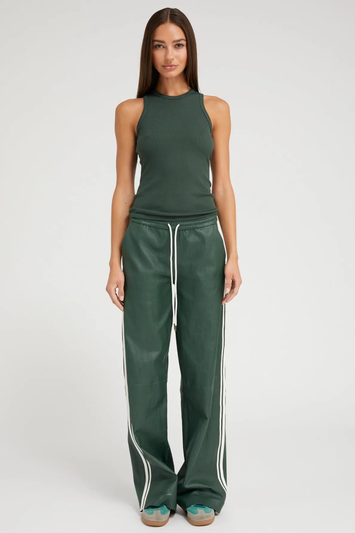 Ivy Leather Baggy Athletic Pants