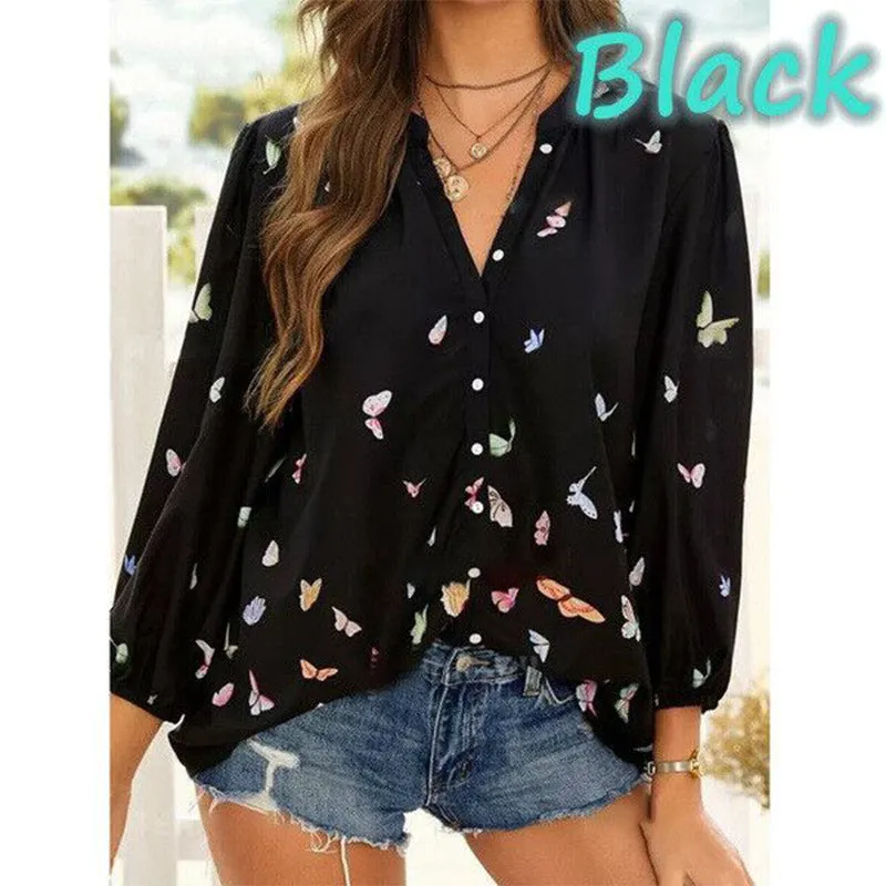 Long sleeve lapel ladies shirt shirt