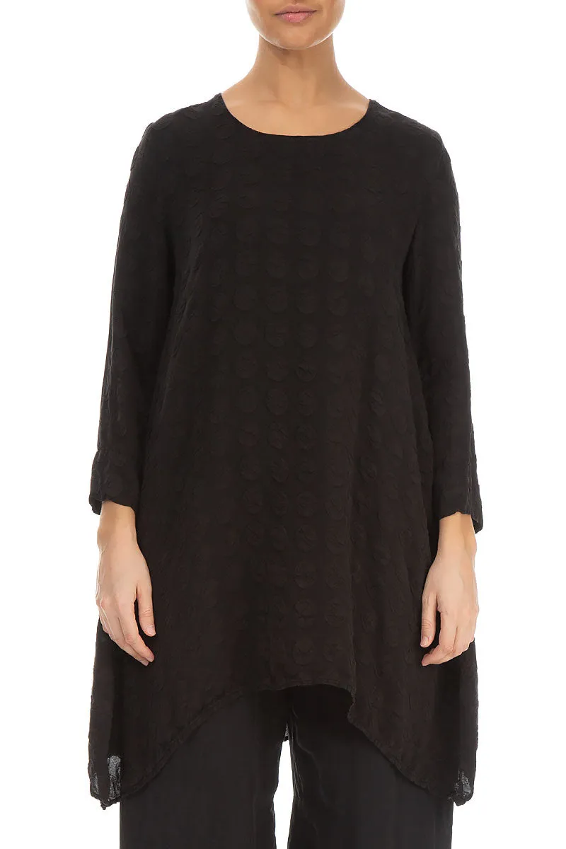 Longer Edges Bubble Black Silk Tunic