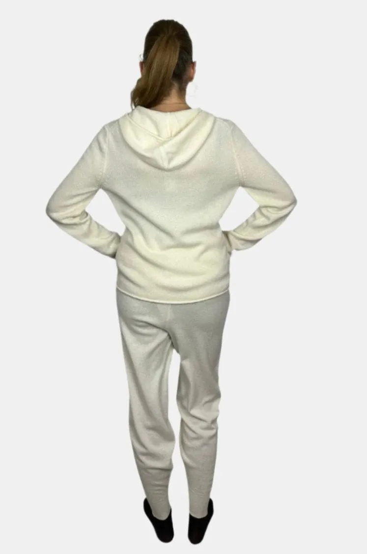 Luxe Gauge Hoodie Jacket and Sweatpant Set in Ivory