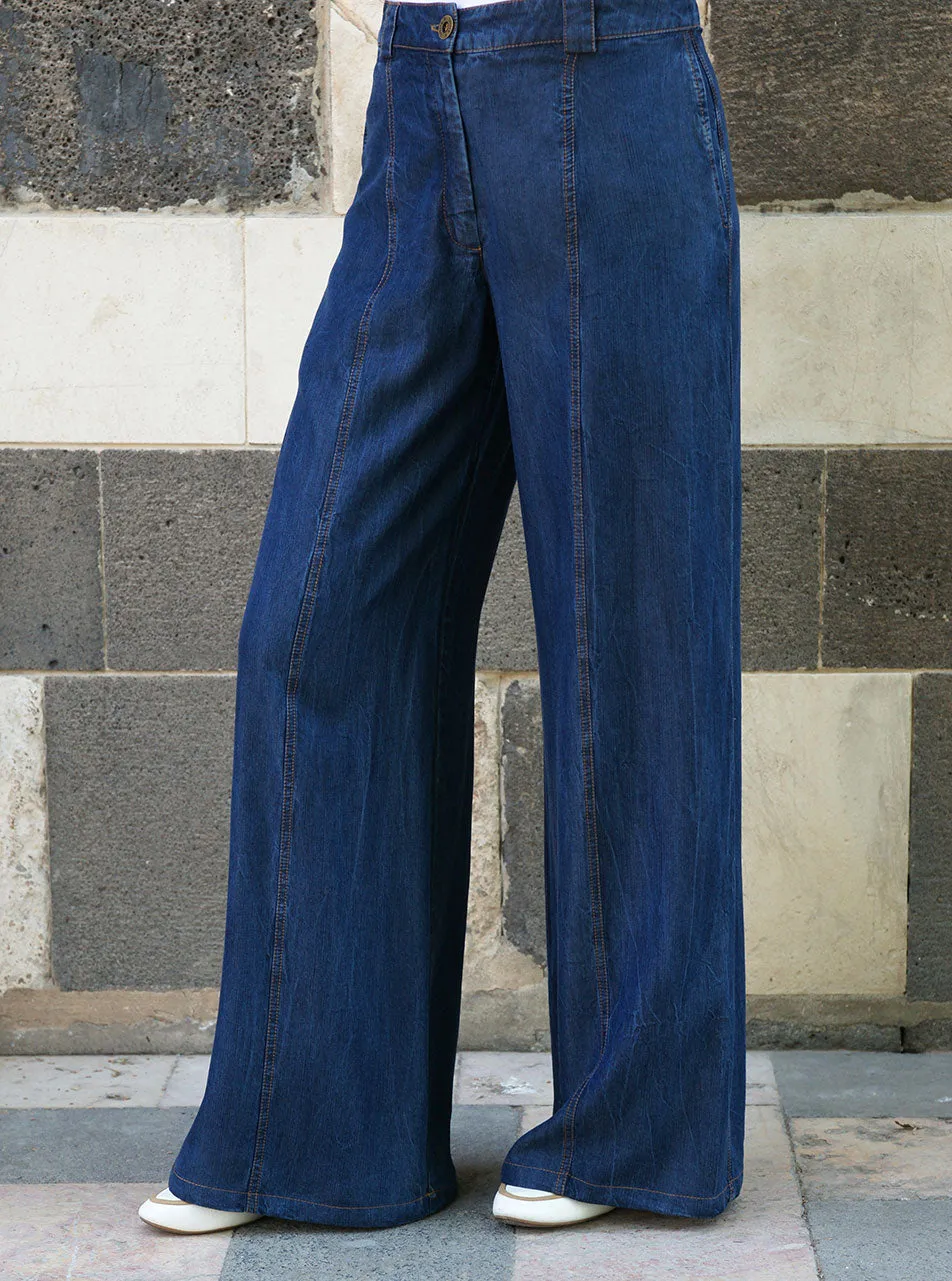 Lyocell Denim Flared Trousers