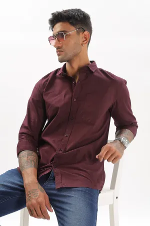 Magenta Regular Fit Plain Full Sleeve Shirt