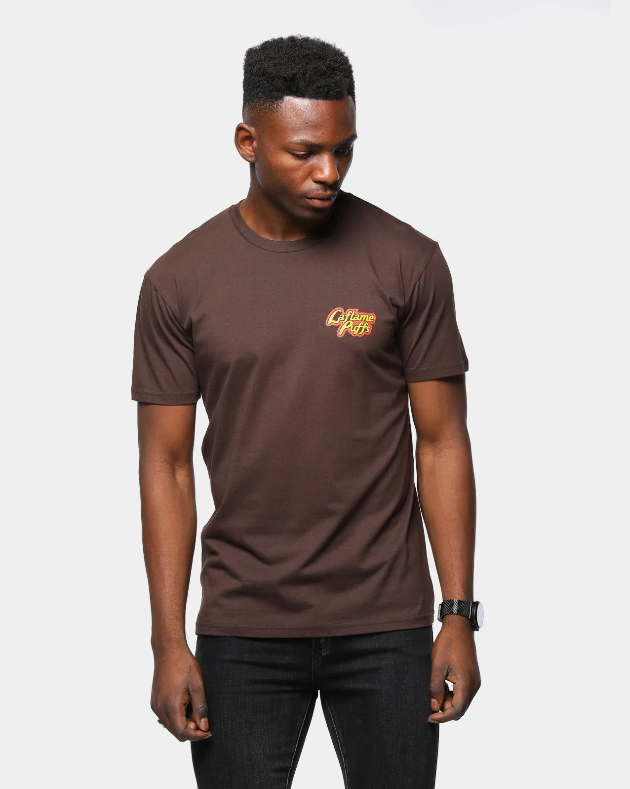 Men's Goat Crew Laflame Puffs T-Shirt Chocolate