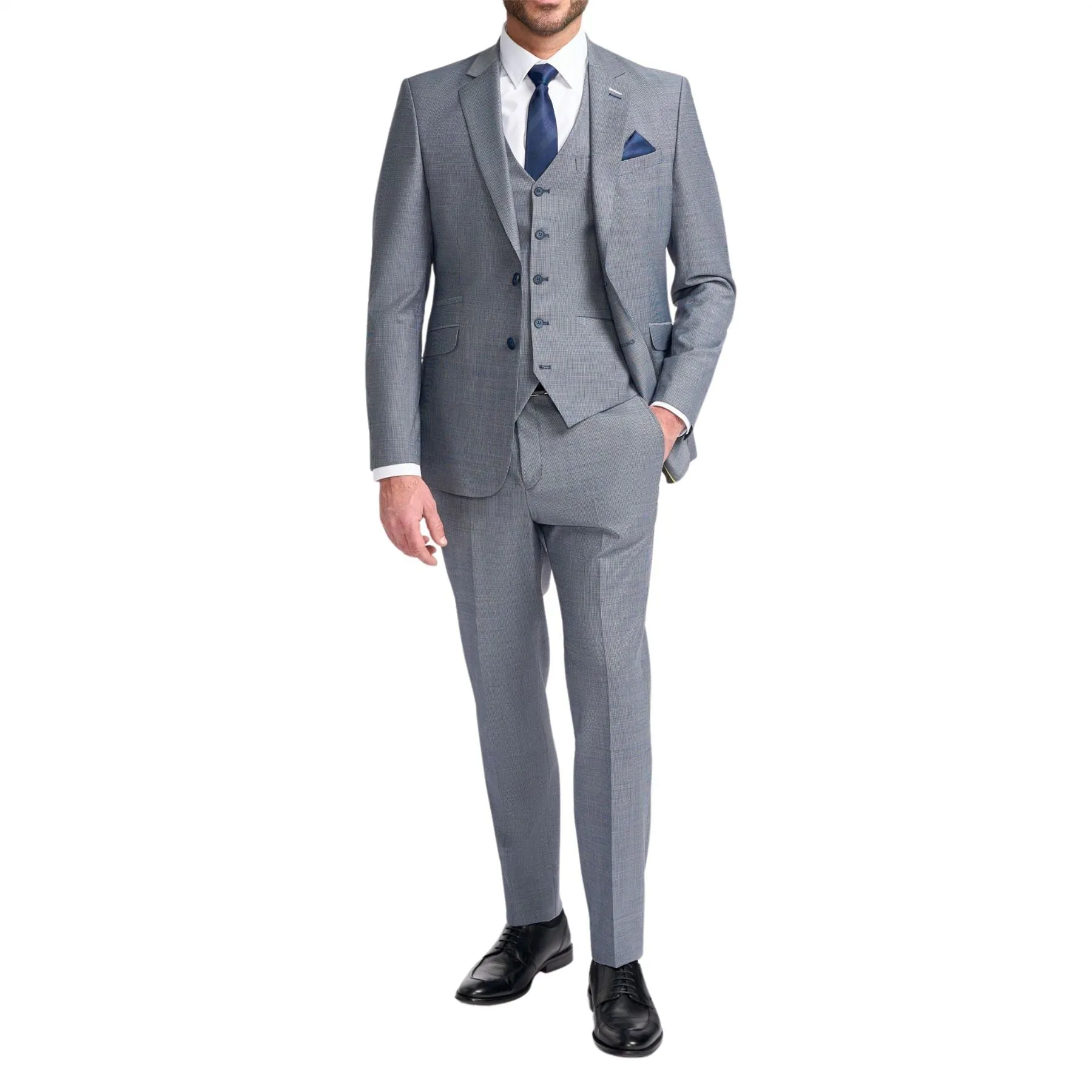 Men's Suit Grey 3 Piece Tailored Fit Formal Wedding Dress