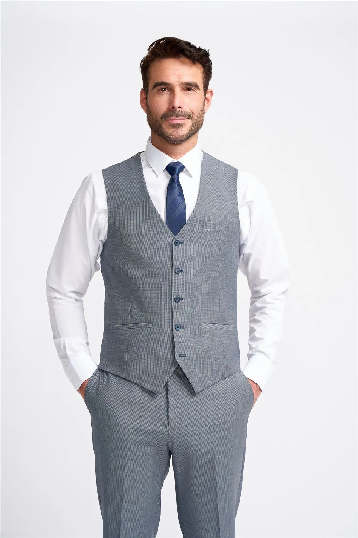 Men's Suit Grey 3 Piece Tailored Fit Formal Wedding Dress